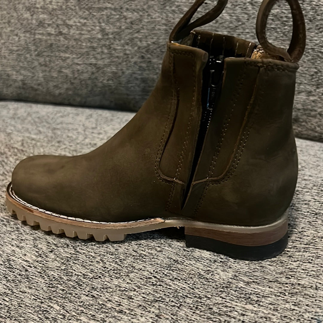 Army green children ankle boots size 12