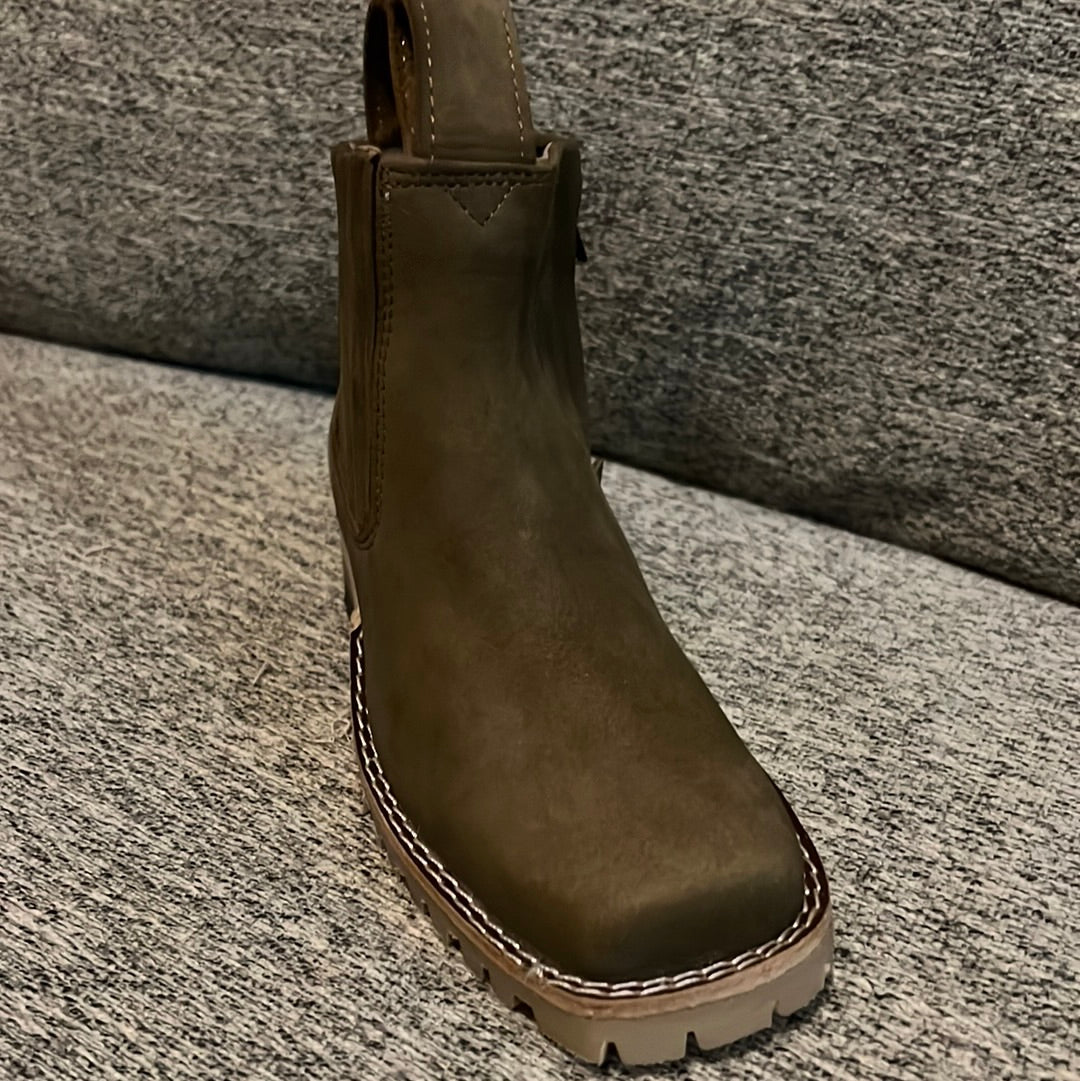 Army green children ankle boots size 12